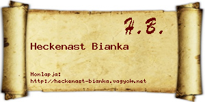 Heckenast Bianka névjegykártya